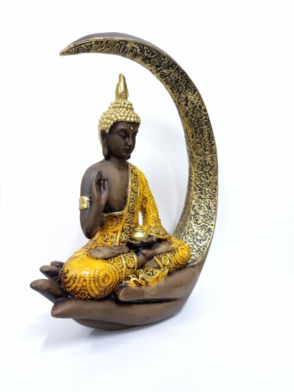 PORTA INCENSO BUDA NA LUA AMARELO 27CM - Imagem 3