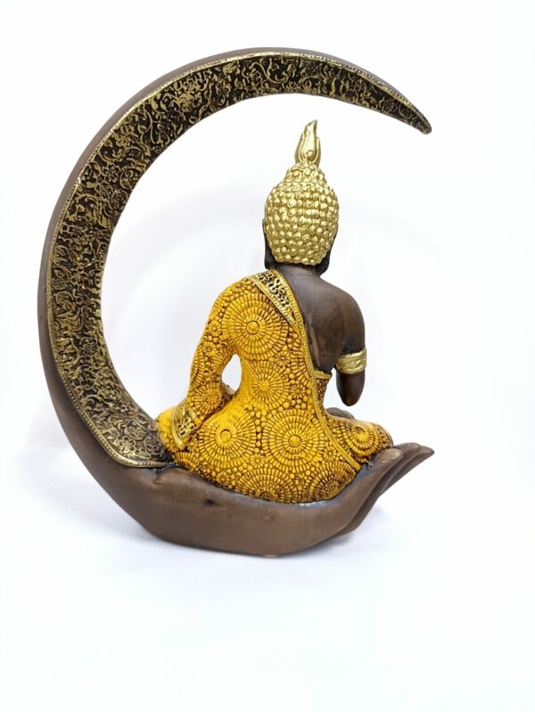 PORTA INCENSO BUDA NA LUA AMARELO 27CM - Imagem 4