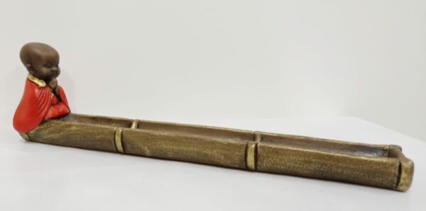 PORTA INCENSO BAMBU BUDA VERMELHO 26CM - Imagem 2