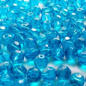 PACOTE COM 50 CONTAS SEXTAVADAS 8MM CRISTAL AZUL CLARO