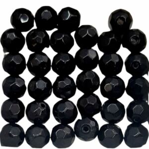 PACOTE COM 50 CONTAS SEXTAVADAS 8MM CRISTAL PRETO