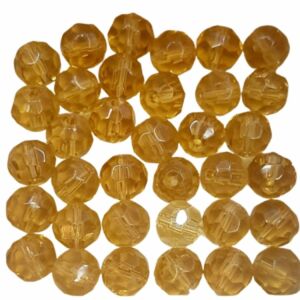 PACOTE COM 50 CONTAS SEXTAVADAS 8MM CRISTAL DOURADO