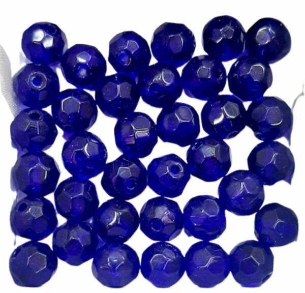 PACOTE COM 50 CONTAS SEXTAVADAS 8MM CRISTAL AZUL ESCURO