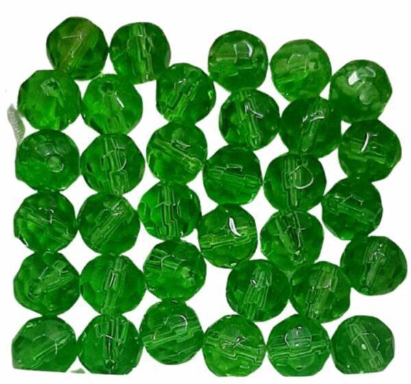 PACOTE COM 50 CONTAS SEXTAVADAS 8MM CRISTAL VERDE CLARO