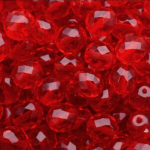 PACOTE COM 50 CONTAS SEXTAVADAS 8MM CRISTAL VERMELHO
