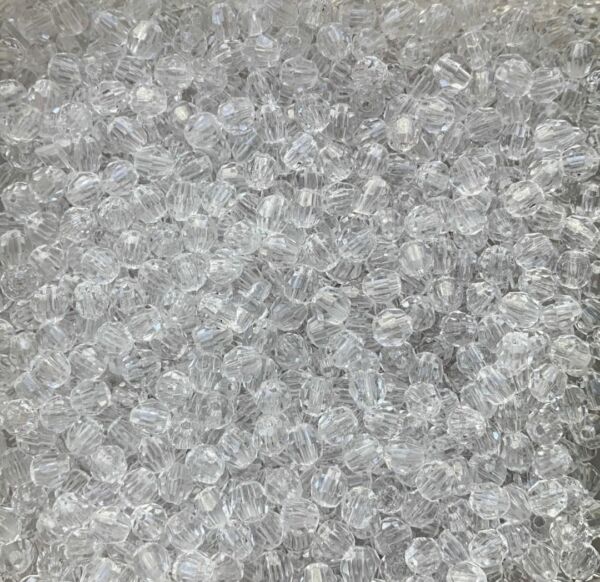 PACOTE COM 50 CONTAS SEXTAVADAS 8MM CRISTAL TRANSPARENTE