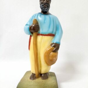 IMAGEM EM GESSO PRETO VELHO EM PÉ 25 CM MODELO 002