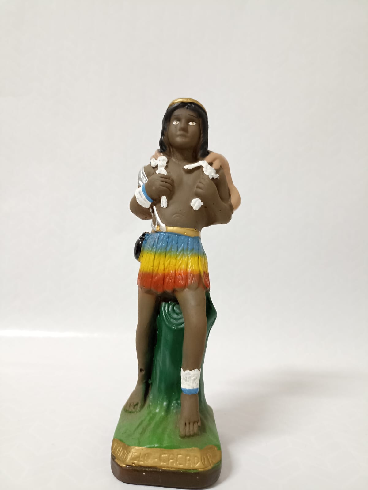 IMAGEM EM GESSO CABOCLO CAÇADOR 21 CM MODELO 003 - PAULISTA