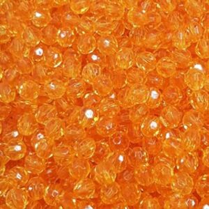 PACOTE COM 50 CONTAS SEXTAVADAS 8MM CRISTAL LARANJA