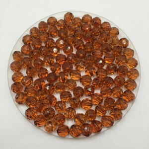 PACOTE COM 50 CONTAS SEXTAVADAS 8MM CRISTAL MARROM