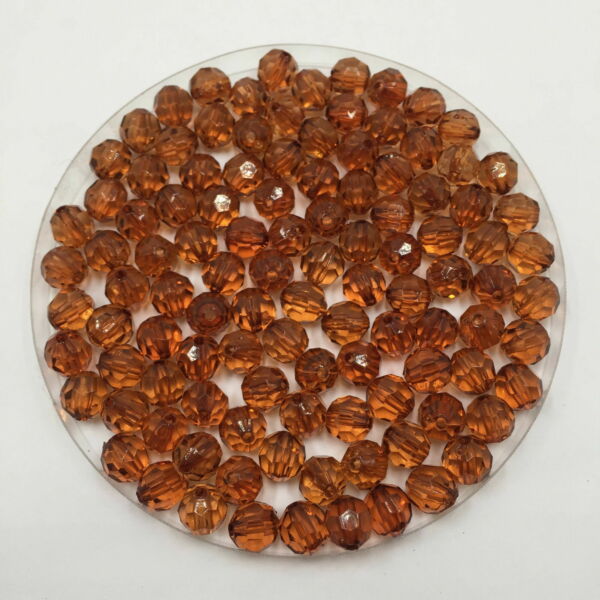 PACOTE COM 50 CONTAS SEXTAVADAS 8MM CRISTAL MARROM