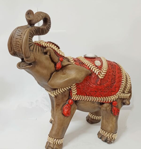ELEFANTE GG VERMELHO COM PEDRAS 40CM - Imagem 3