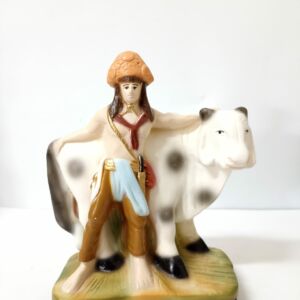 IMAGEM EM GESSO BOIADEIRO COM BOI 19 CM