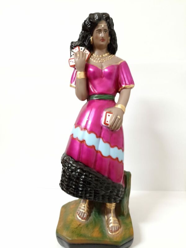 IMAGEM EM GESSO CIGANA ROUPA ROSA 36 CM