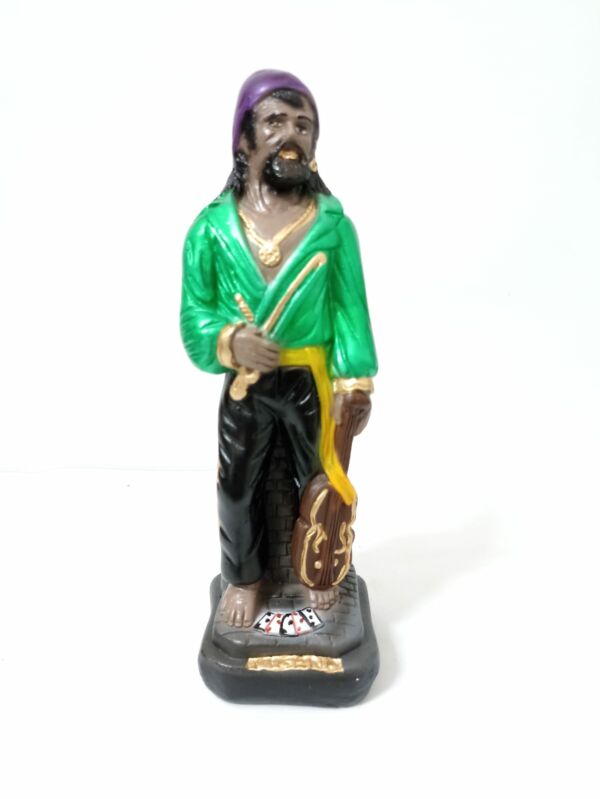 IMAGEM EM GESSO CIGANO CAMISA VERDE PANO ROXO 22CM
