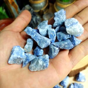 Kit 12 Pedras Quartzo Azul Bruto - Cura e Meditação - Cristal Natural