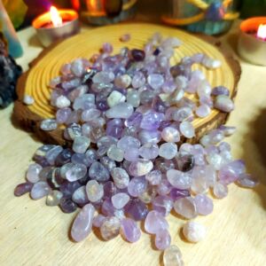 Kit 6 Pedras Ametistas Rolada Mini de Bolso - Proteção Espiritualidade Stress Ansiedade - Cristal Natural