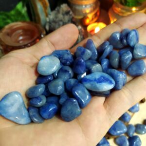 Kit 6 Pedras Quartzo Azul Rolado - Cura e Meditação - Cristal Natural