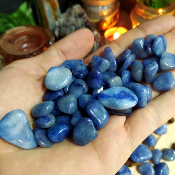Kit 6 Pedras Quartzo Azul Rolado - Cura e Meditação - Cristal Natural