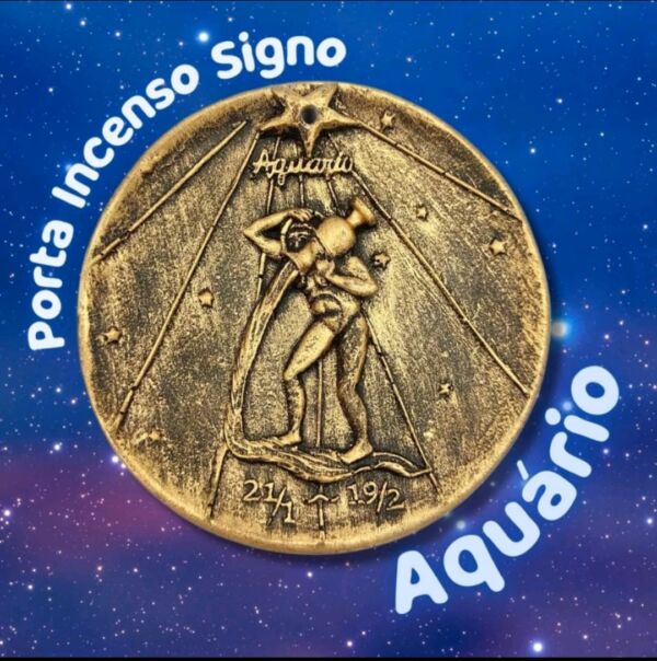 PORTA INCENSO EM RESINA SIGNO DE AQUÁRIO 8CM