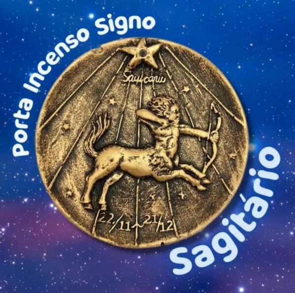 PORTA INCENSO EM RESINA SIGNO DE SAGITÁRIO 8CM