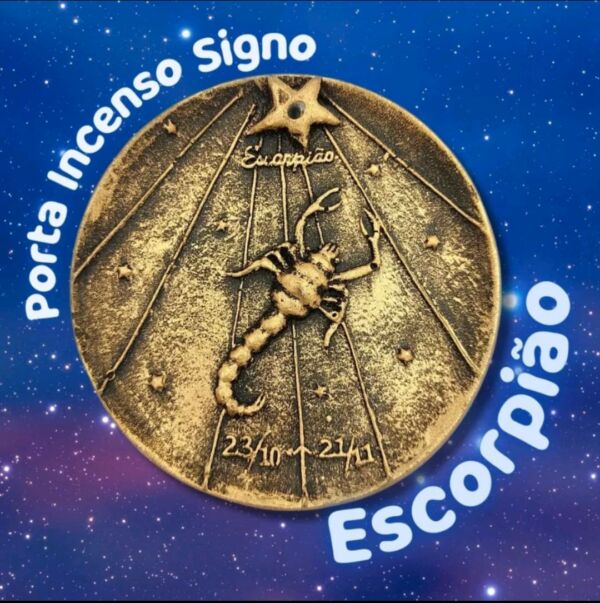 PORTA INCENSO EM RESINA SIGNO DE ESCORPIÃO 8CM