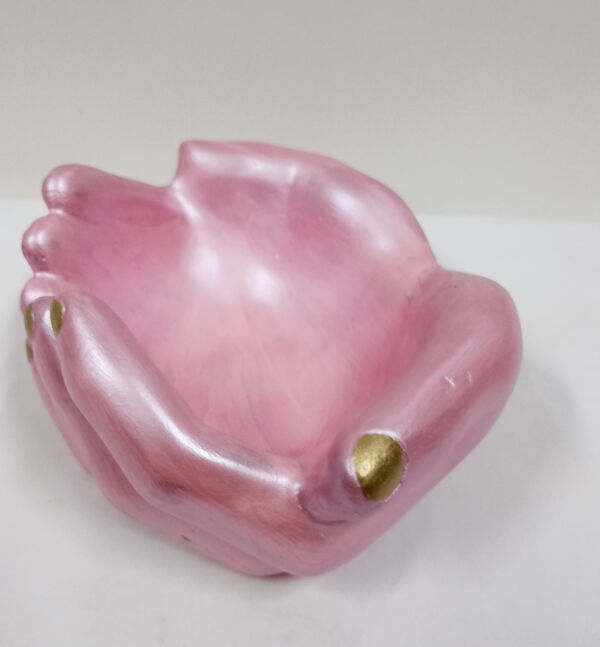 PORTA CRISTAIS EM GESSO MÃO ROSA 16CM - Imagem 4