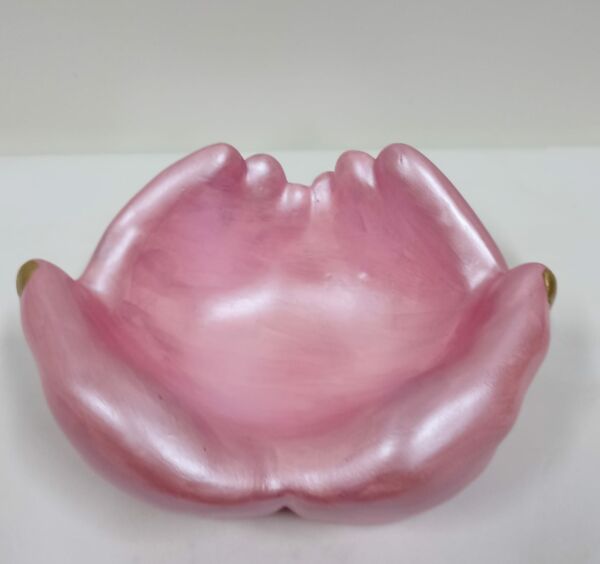 PORTA CRISTAIS EM GESSO MÃO ROSA 16CM - Imagem 5