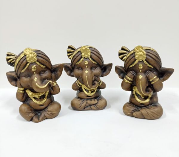 TRIO DE GANESHA ENVELHECIDO 11CM - Image 2