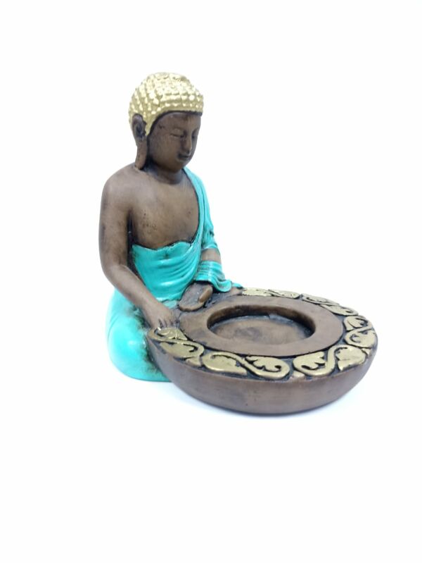 PORTA INCENSO HINDU TURQUESA COM POTE 14CM - Image 3