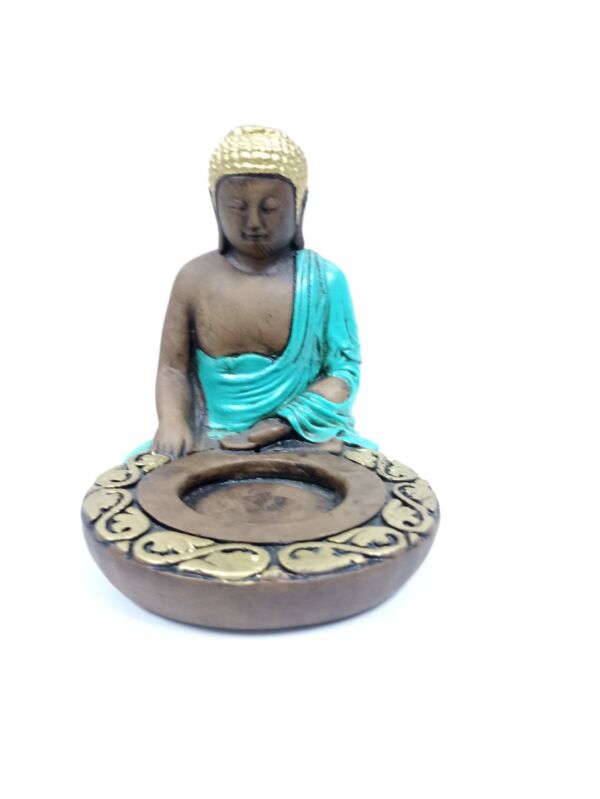 PORTA INCENSO HINDU TURQUESA COM POTE 14CM - Image 2