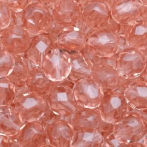 PACOTE COM 50 CONTAS SEXTAVADAS 8MM CRISTAL ROSA CLARO