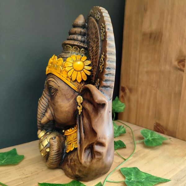 CABEÇA DE GANESHA ENVELHECIDA COM AMARELO 26CM - Imagem 2
