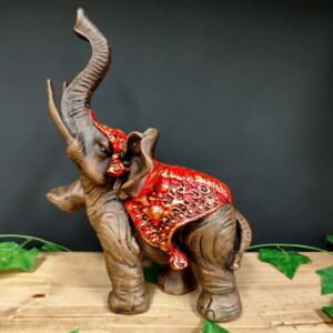 ELEFANTE PATA LEVANTADA VERMELHO 28CM