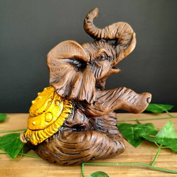 ELEFANTE SENTADO AMARELO 17CM - Imagem 3