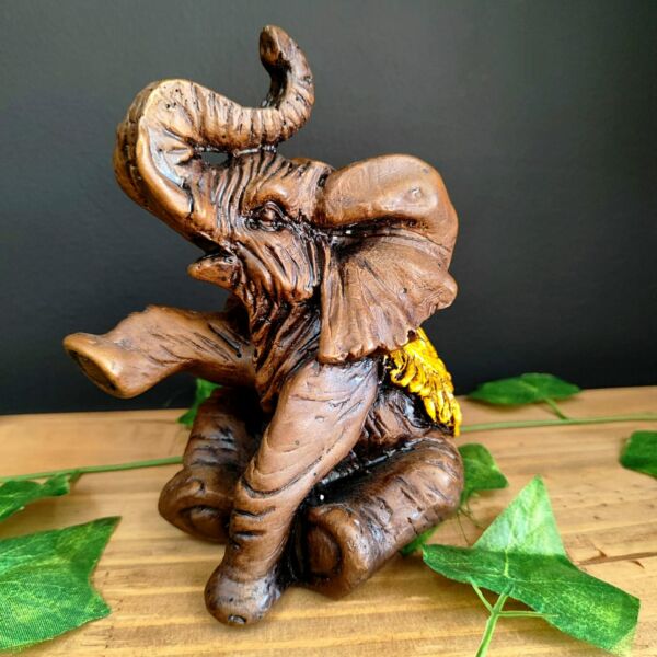 ELEFANTE SENTADO AMARELO 17CM - Imagem 2