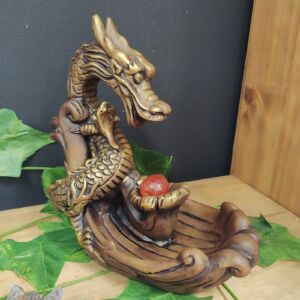 PORTA INCENSO CASCATA DRAGÃO FECHADO ENVELHECIDO 17CM