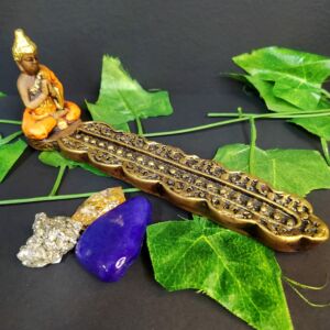 PORTA INCENSO DE RÉGUA BUDA MAGRO LARANJADO 19CM