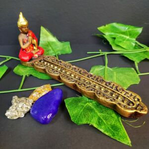 PORTA INCENSO DE RÉGUA BUDA MAGRO VERMELHO 19CM
