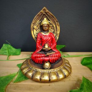 PORTA INCENSO REDONDO BUDA MAGRO NOVO VERMELHO 11CM