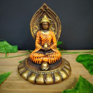 PORTA INCENSO REDONDO BUDA MAGRO NOVO LARANJADO 11CM