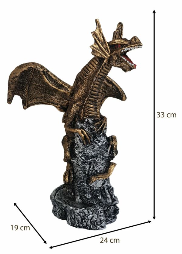 INCENSÁRIO EM RESINA DRAGÃO BRONZE 33 CM - Imagem 5