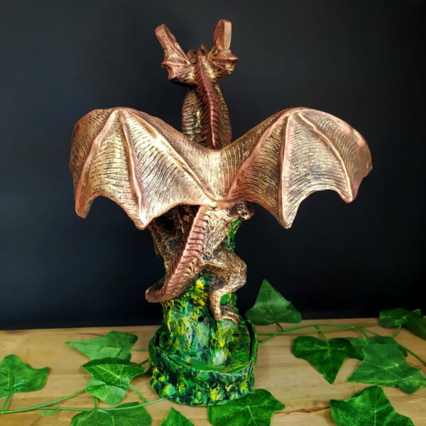 INCENSÁRIO EM RESINA DRAGÃO BRONZE 33 CM - Imagem 2
