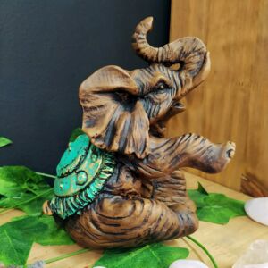 ELEFANTE SENTADO TURQUESA 17CM