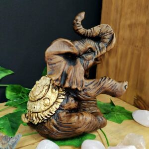 ELEFANTE SENTADO BRANCO 17CM