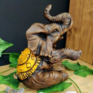 ELEFANTE SENTADO AMARELO 17CM