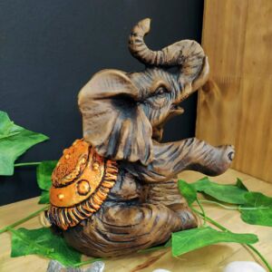 ELEFANTE SENTADO LARANJADO 17CM