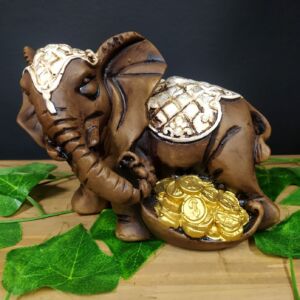 ELEFANTE COM MOEDAS BRANCO 14CM