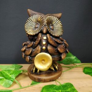 IMAGEM DE GESSO CORUJA COM SAXOFONE 16CM