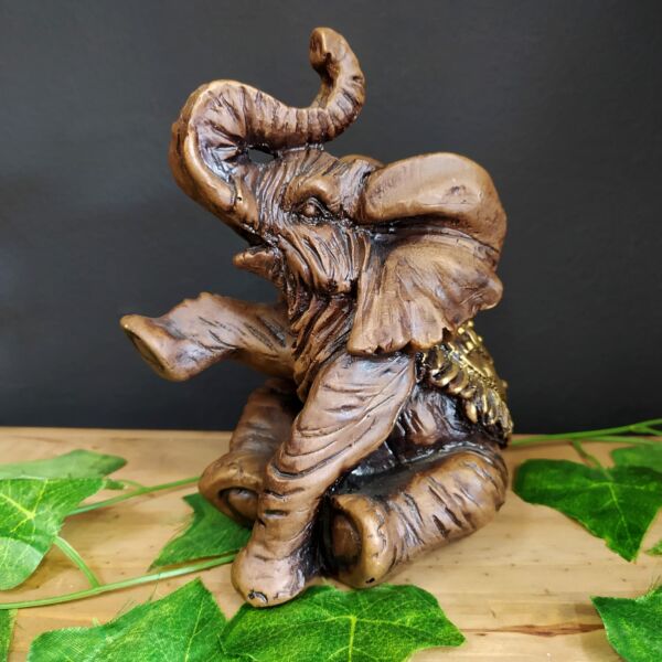 ELEFANTE SENTADO DOURADO 17CM